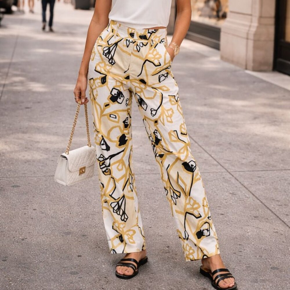 Ottod'Ame Printed Trousers NWT Size 8